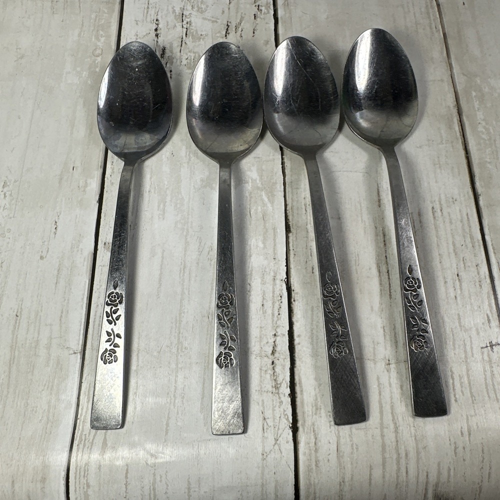 Oxford Hall OXH3 Stainless 4 Oval Soup Spoons Rose Burnished Japan Flatware B67G